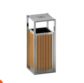 سلة قمامة خارجية مربعة مزودة بطفاية خشب تصنيع محلي